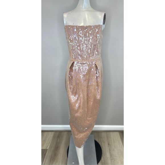 NWT Bronx and Banco Maraya Sequin Corset Midi-Dress Size L $960 - Picture 4 of 9